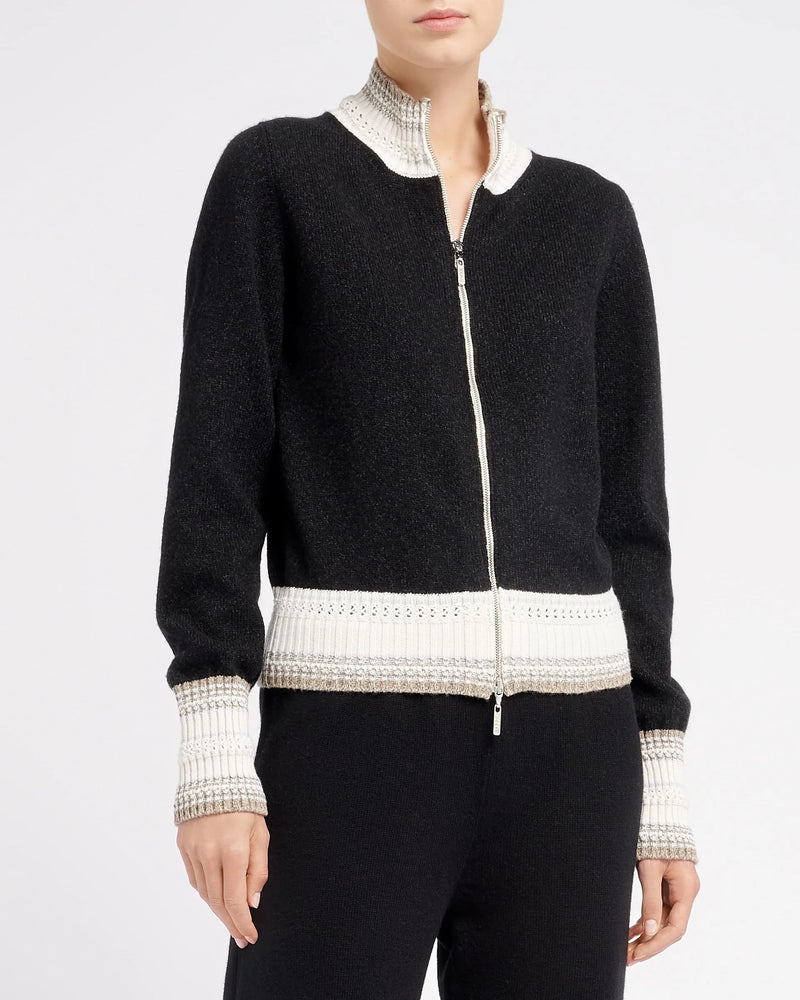 Mottled Cashmere Zip-up Cardigan