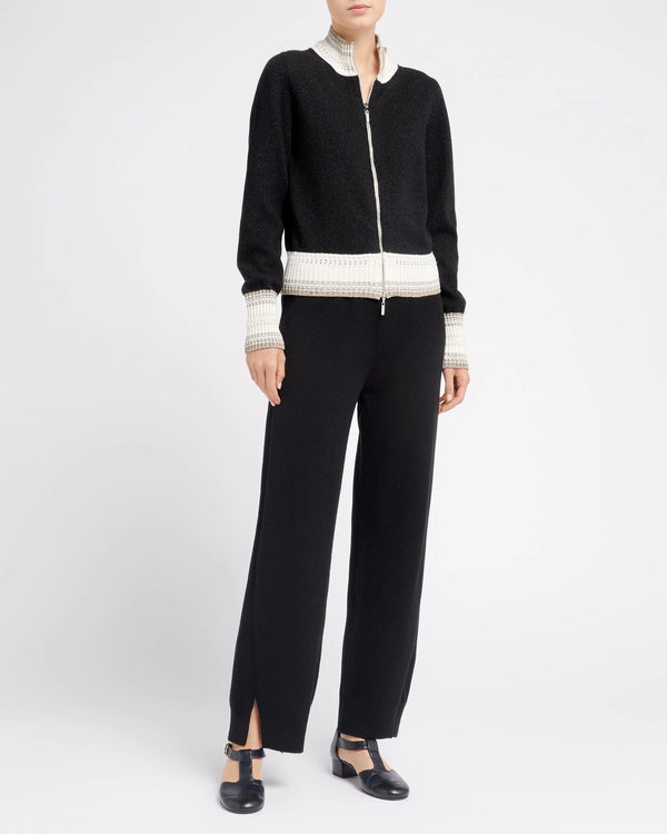 Mottled Cashmere Zip-up Cardigan