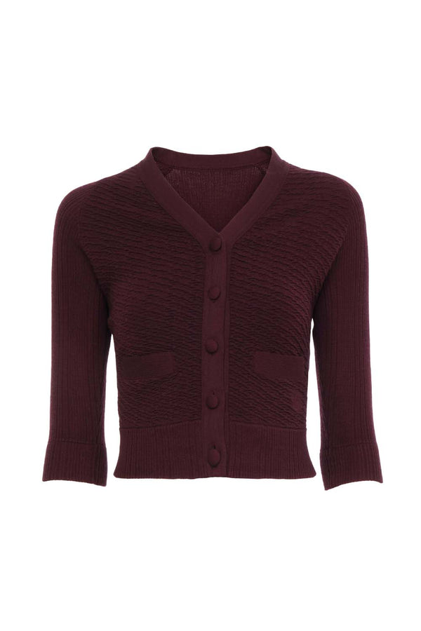 Wool Fitted V-neck Cardigan
