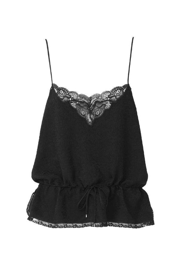 Silk Jacquard & Lace Drawstring Camisole