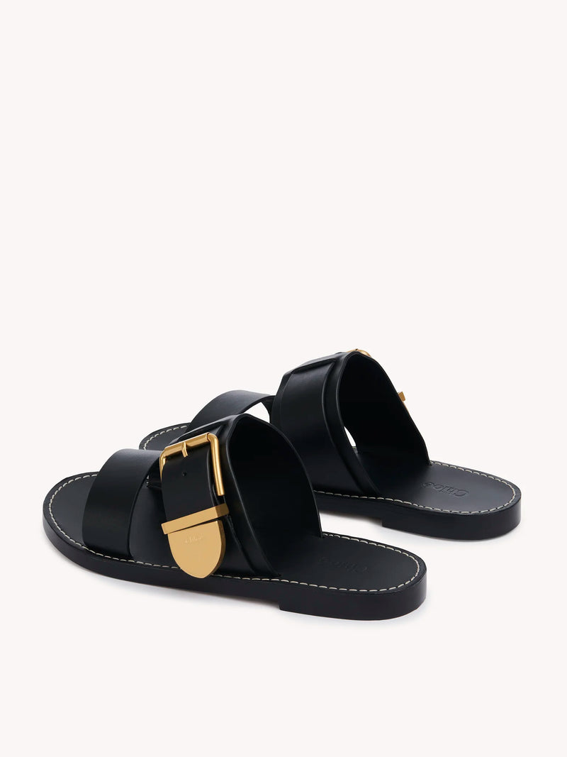 Rebecca Buckled Leather Slides