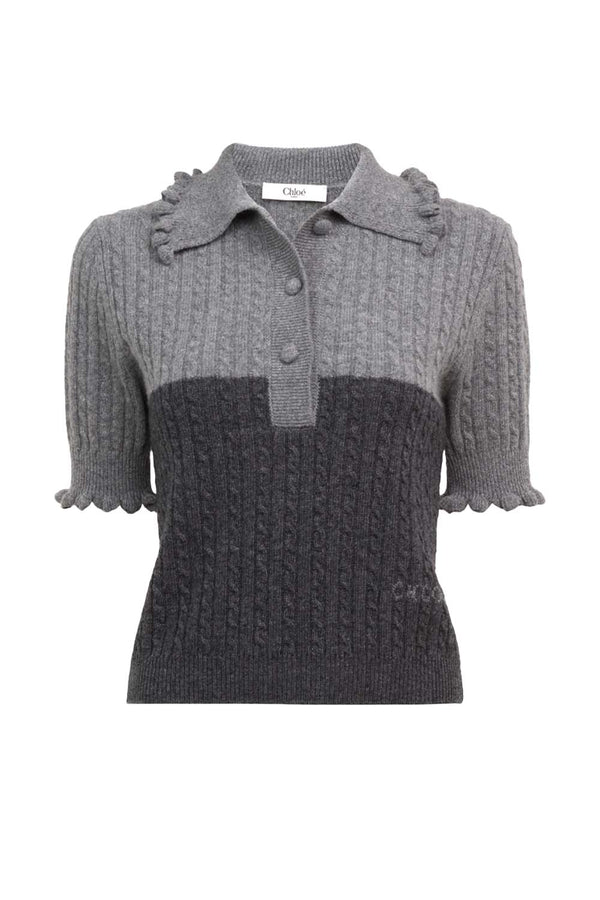 Wool & Cashmere Short-sleeve Polo Knit