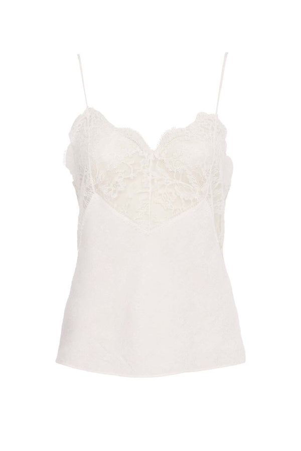 Lace-Trimmed Silk Jacquard Camisole