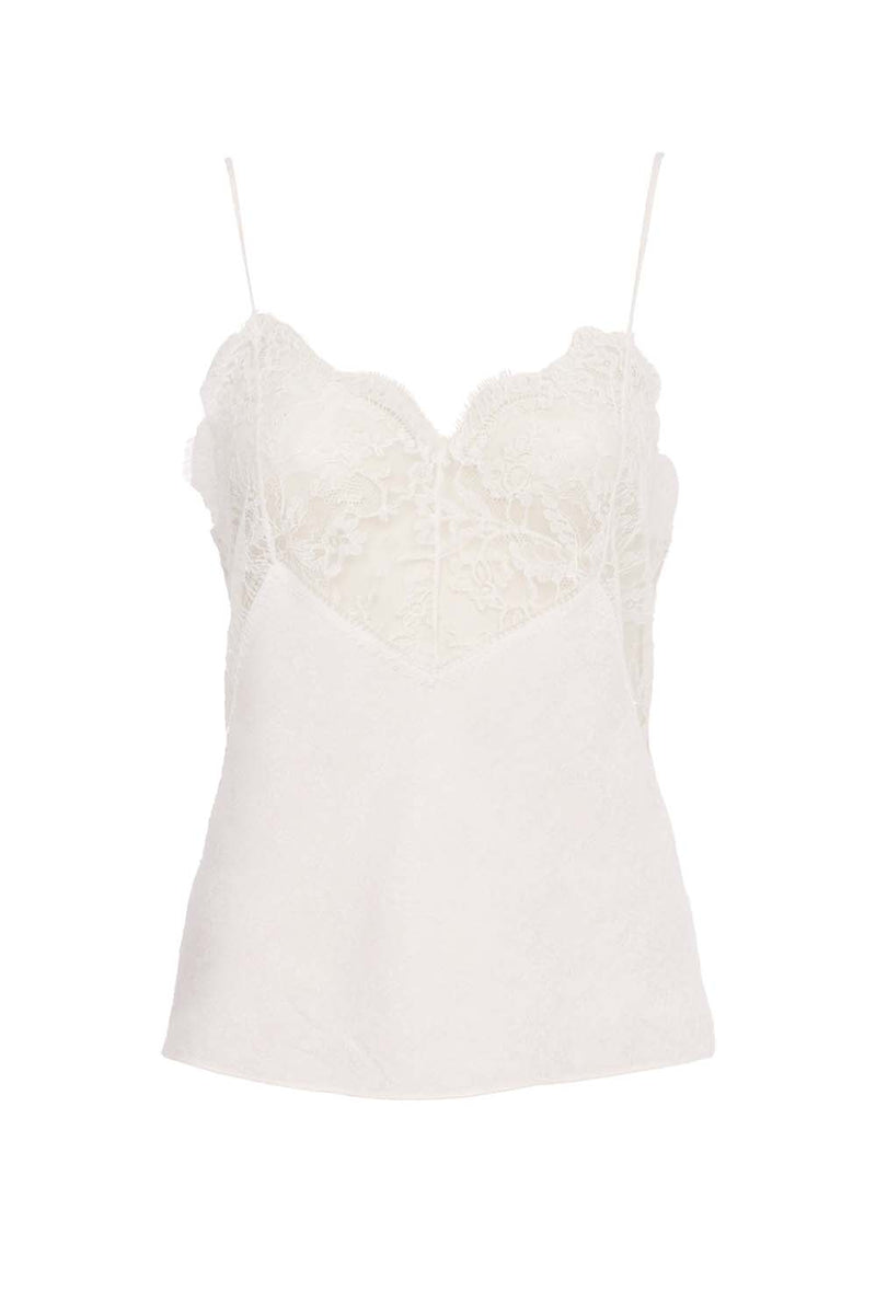 Lace-Trimmed Silk Jacquard Camisole