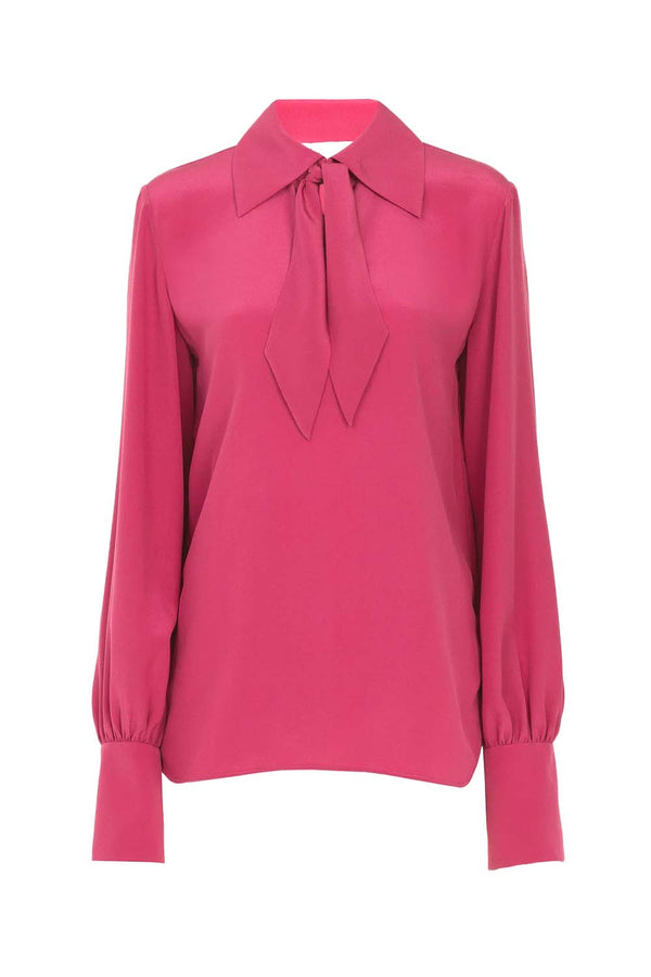 Crêpe de Chine Scarf-Tie Blouse