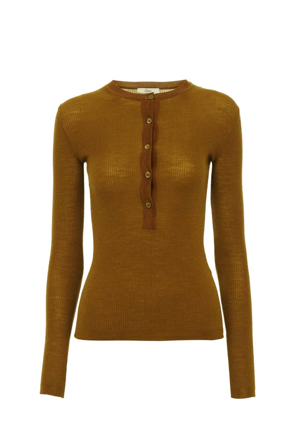 Lightweight Ribbed Henley Knit