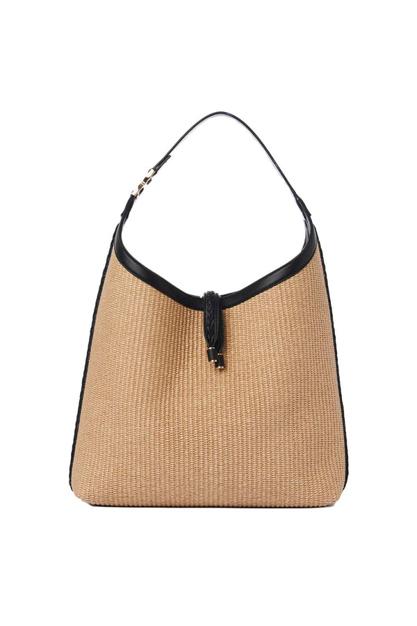 Marcie Leather & Raffia Hobo Shoulder Bag