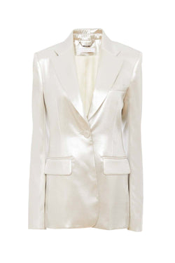Metallic Silk-Satin Single-Breasted Blazer