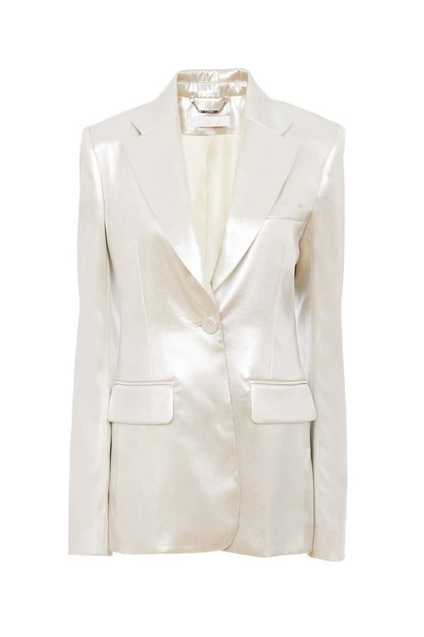 Metallic Silk-Satin Single-Breasted Blazer