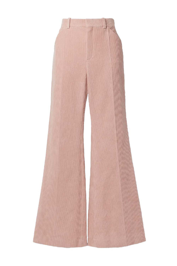 Pleated Cotton-Corduroy Flared Pants