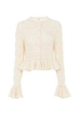 Open-Knit Ruffled Cardigan