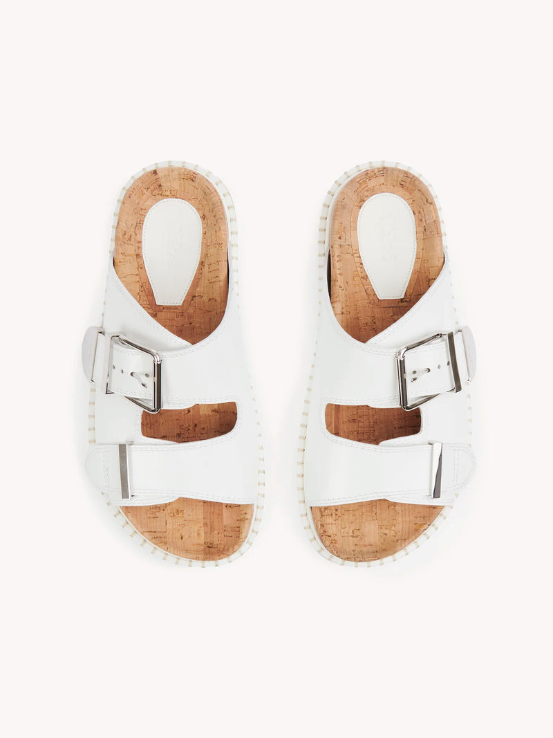 Rebecca Buckled Leather Slides