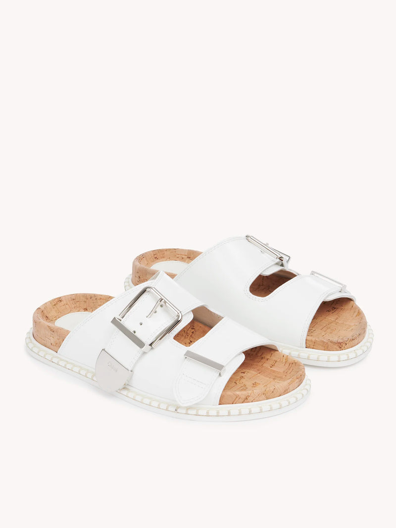 Rebecca Buckled Leather Slides