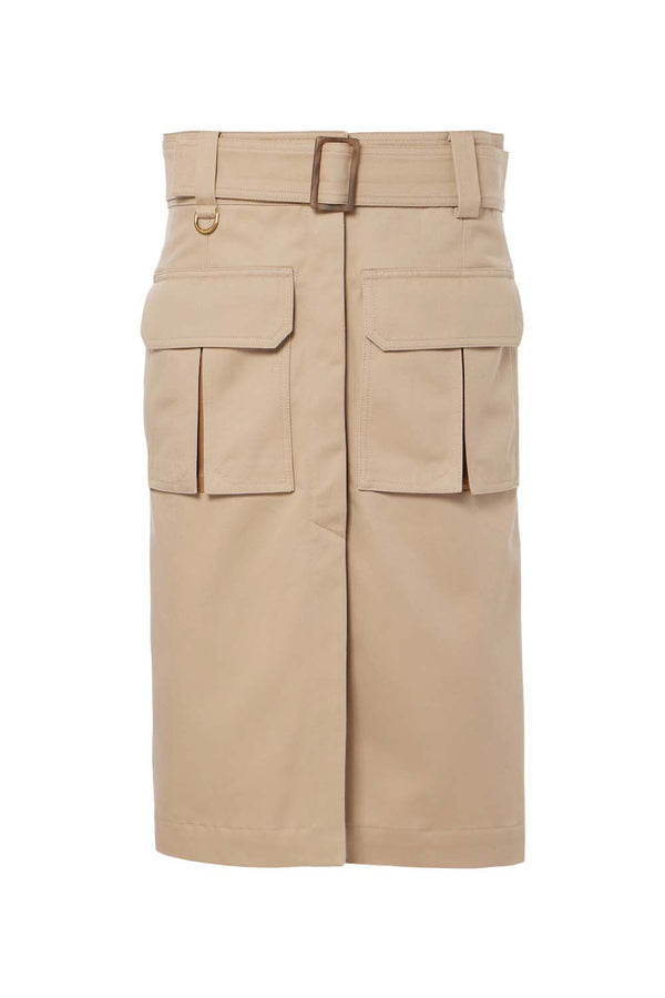 Safari Cotton Gabardine Midi Skirt