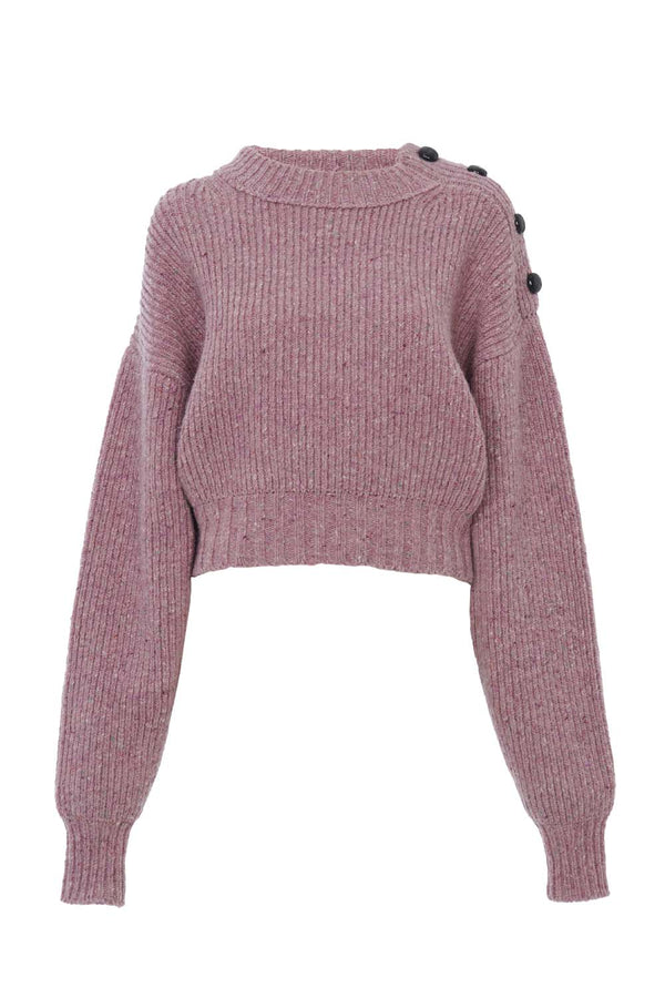 Merino Wool Cropped Mock-neck Sweater