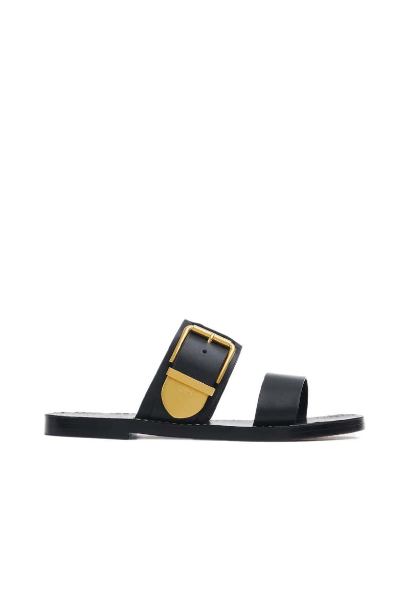 Rebecca Buckled Leather Slides