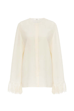Lace Cuff Silk Blouse