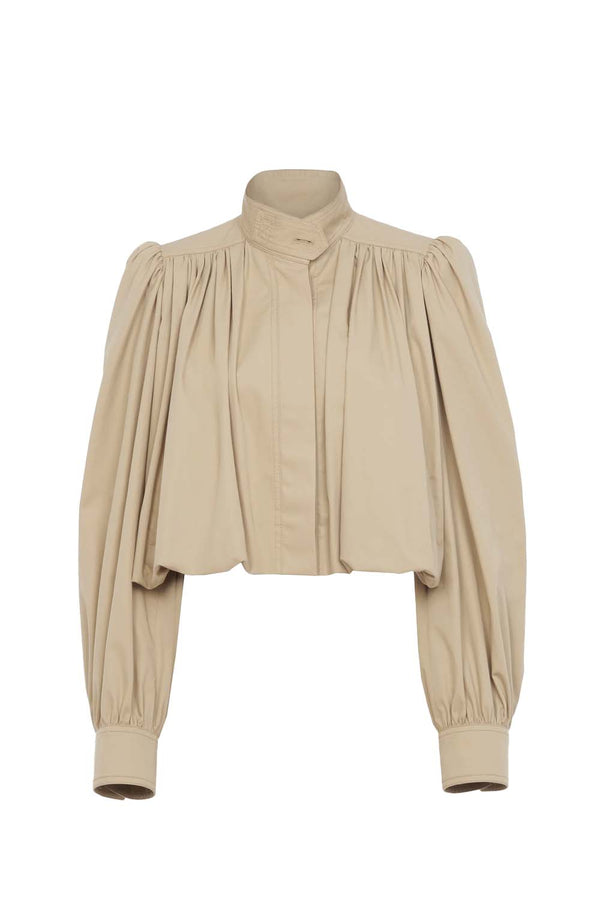 Cotton Gabardine Gathered Boule Jacket