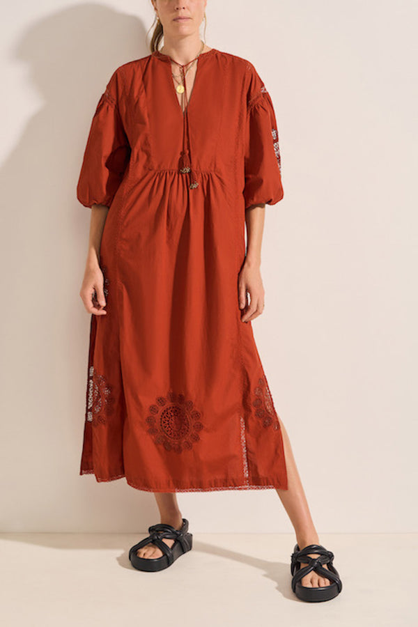 Circe Puffed Sleeve Cotton Dress