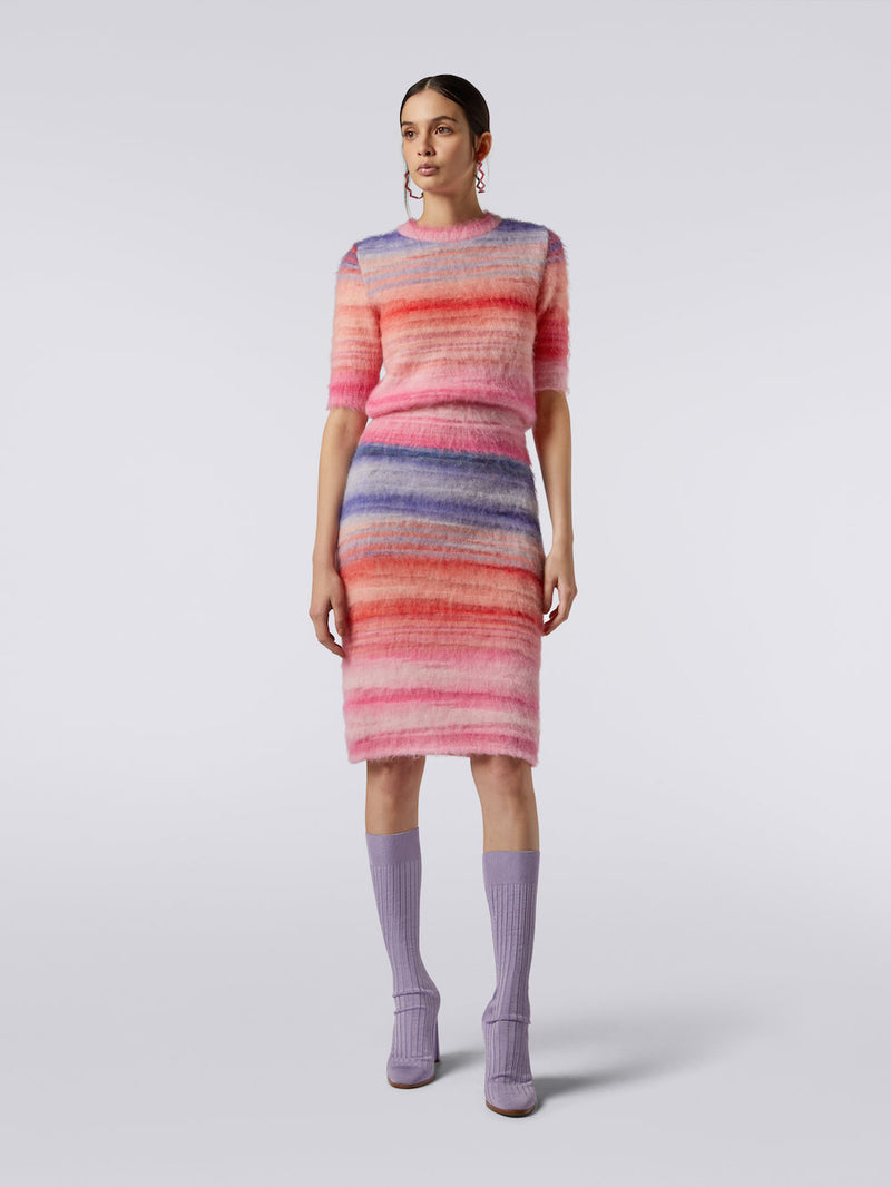 Striped Brushed Mohair Skirt