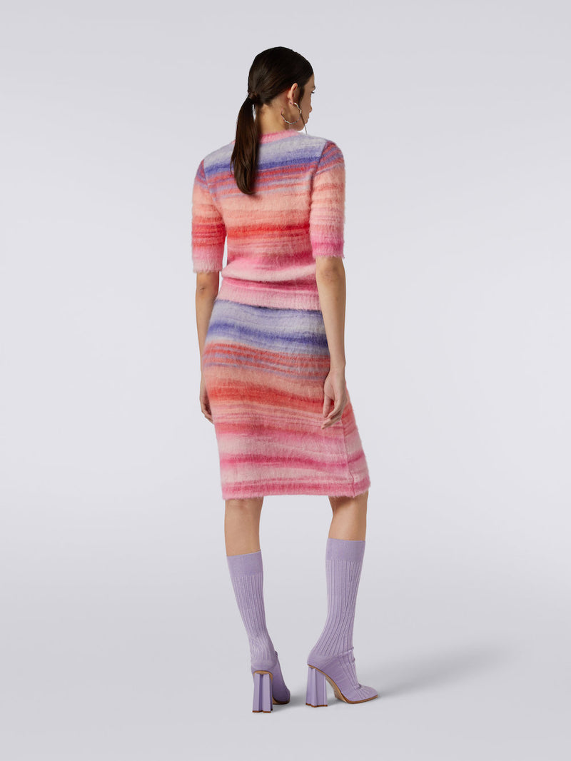 Brushed-Effect Striped Knitted Top