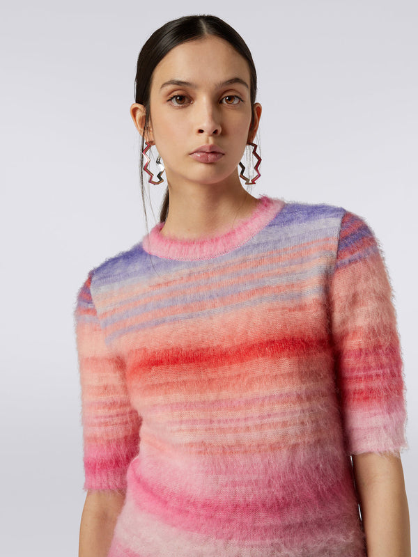 Brushed-Effect Striped Knitted Top