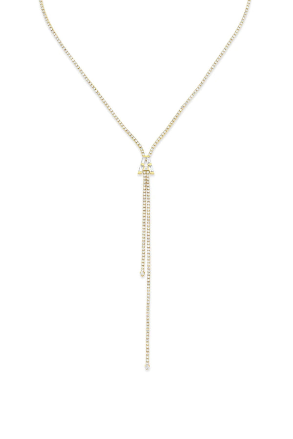Diamond Baguette 'A' Initial Y-Thread Necklace