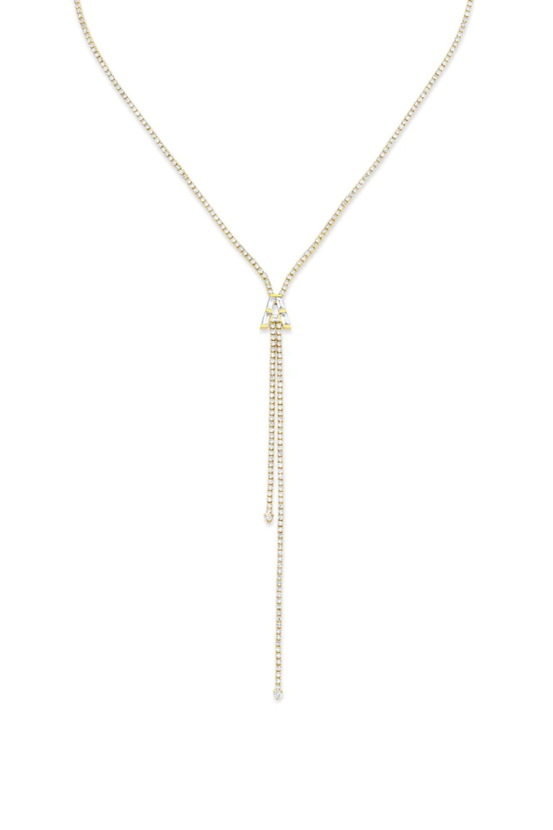 DIAMOND BAGUETTE PERSONALISED INITIAL Y THREAD NECKLACE