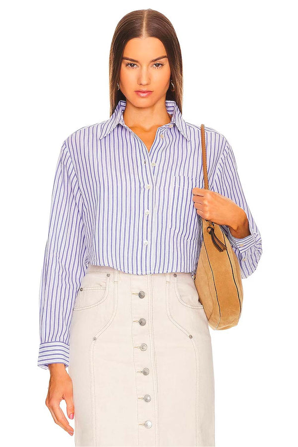 Eliora Striped Cropped Cotton Shirt