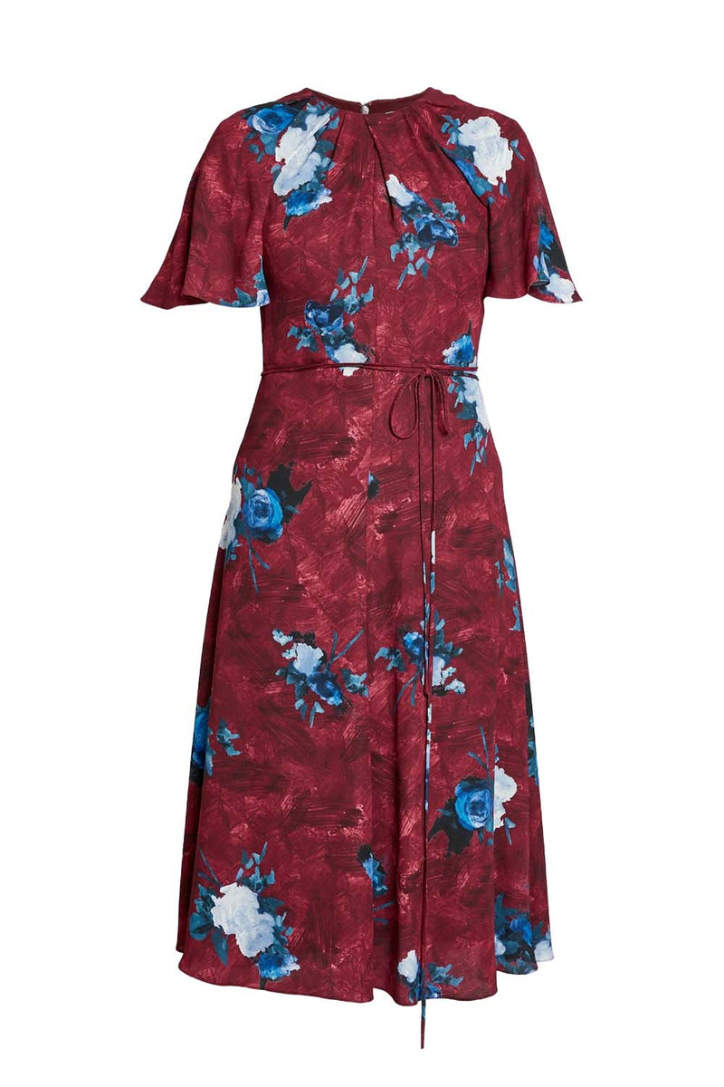 Floral Print Tie-Waist Midi Dress