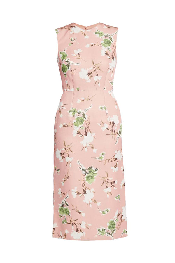 Floral Print Cotton Faille Pencil Dress
