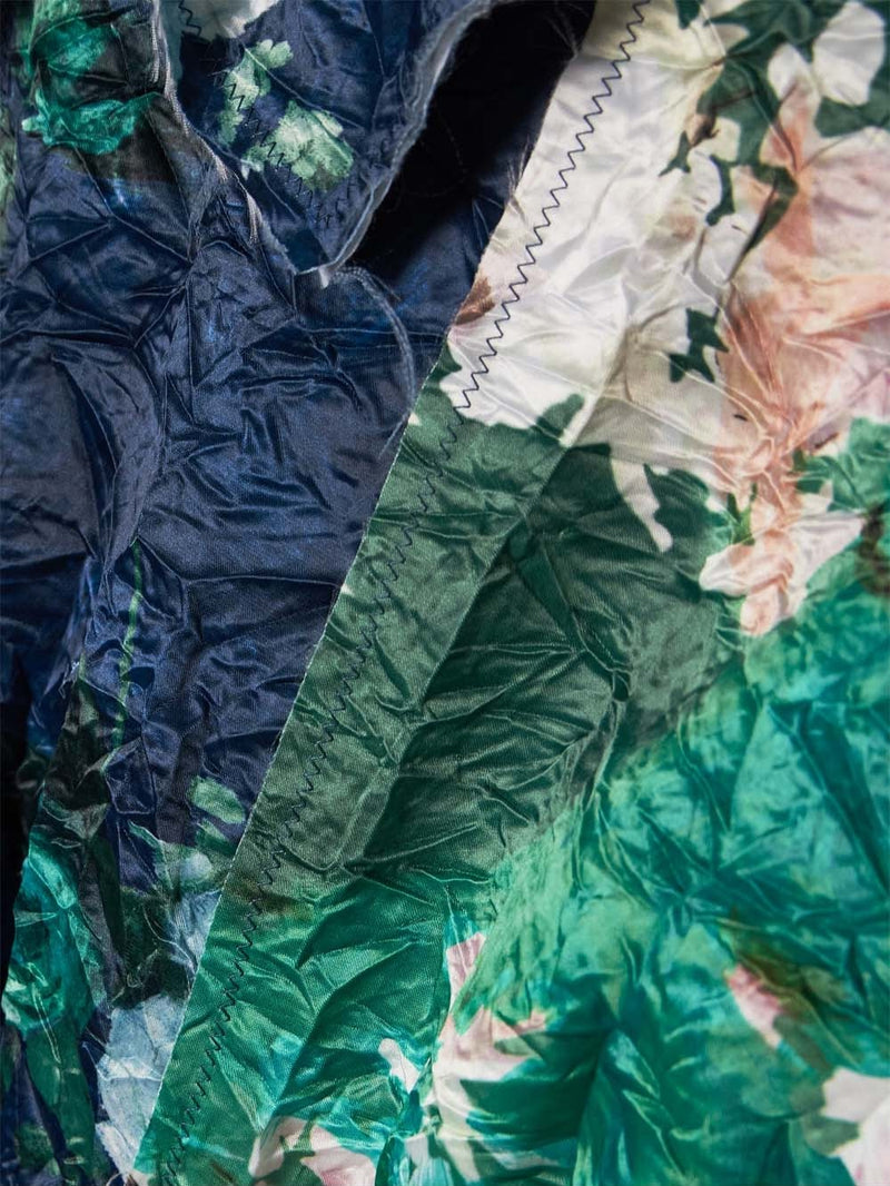 Frayed Floral-print Crinkled-Satin Midi Dress