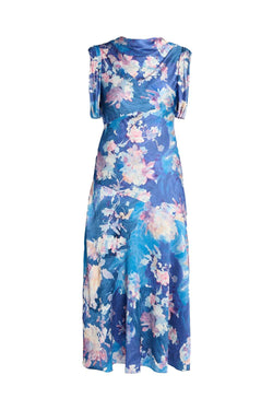 Floral Satin Midi Dress