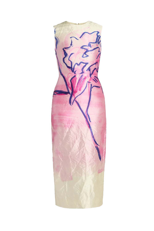 Crinkle Satin Sheath Dress