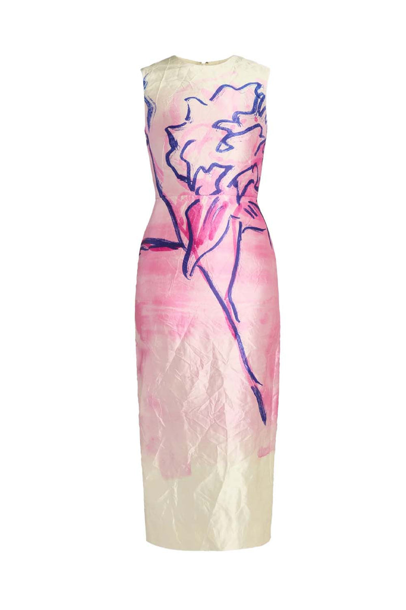 Crinkle Satin Sheath Dress