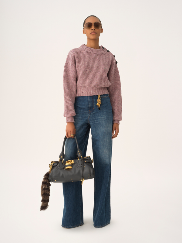 Merino Wool Cropped Mock-neck Sweater