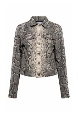 Bronte Snake-Print Denim Jacket