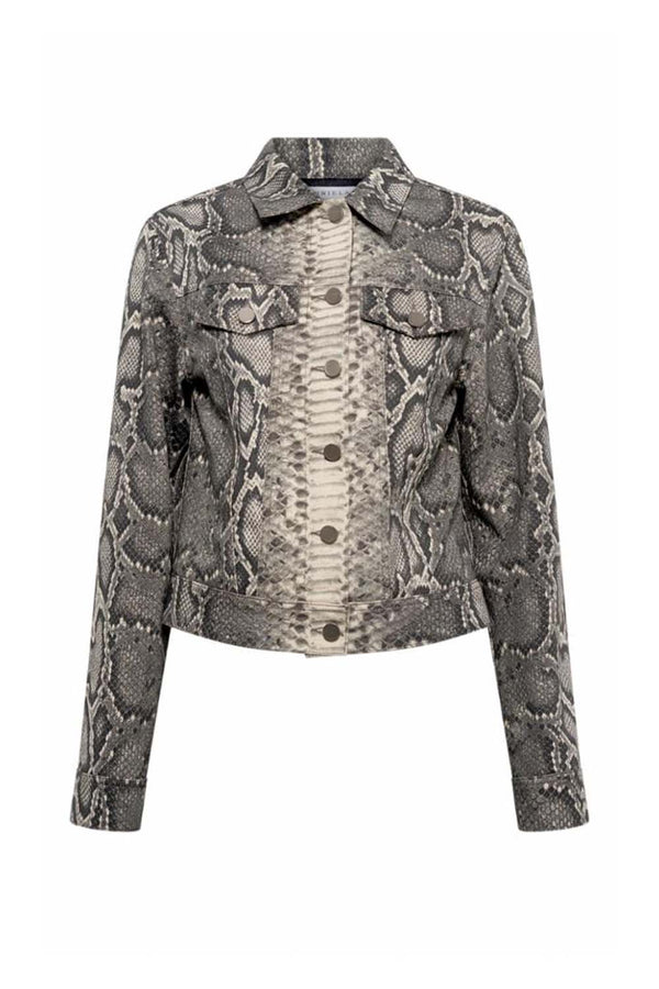 Bronte Snake-Print Denim Jacket