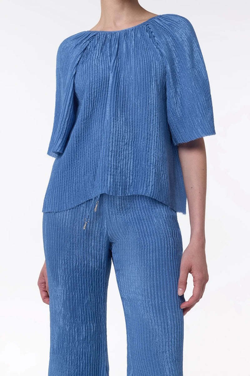 Nula Plissé Silk Blouse