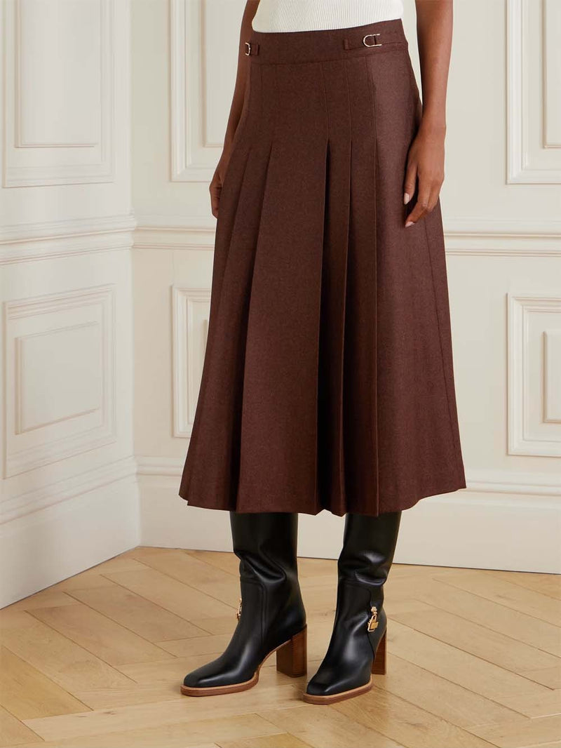 Wesley Pleated Wool and Cashmere-blend Midi Skirt