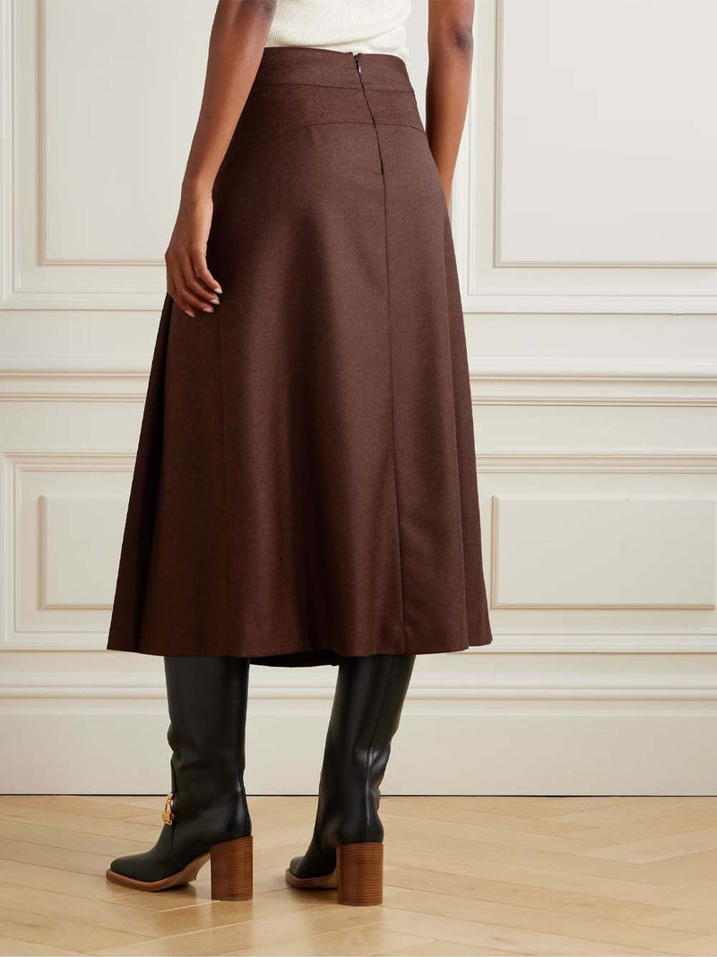 Wesley Pleated Wool and Cashmere-blend Midi Skirt