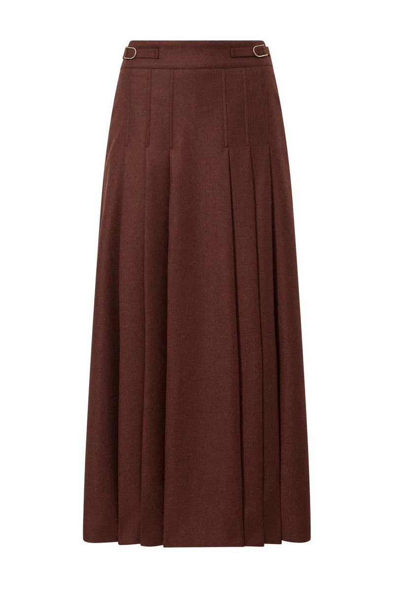 Wesley Pleated Wool and Cashmere-blend Midi Skirt