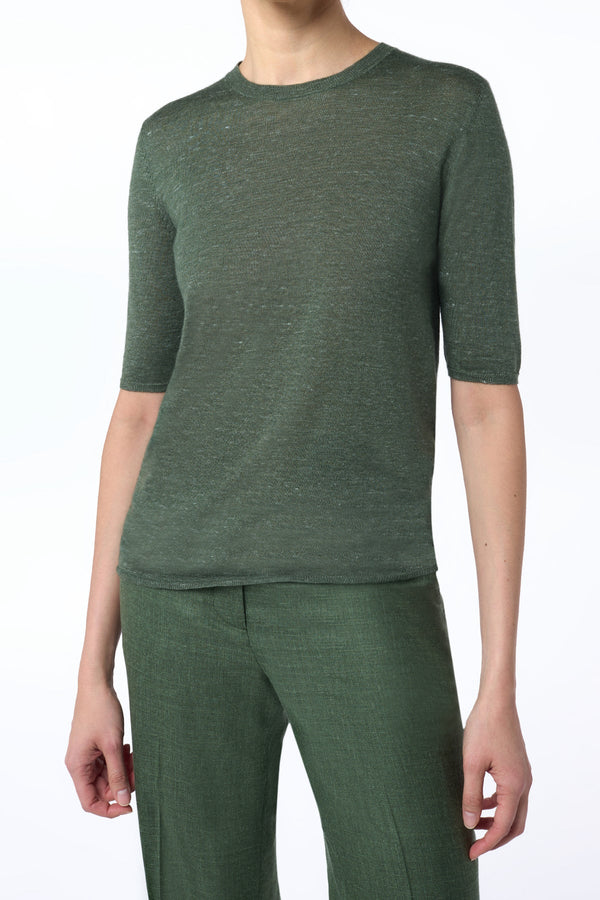 Chryse Short Sleeve Cashmere, Silk & Hemp Knit Top