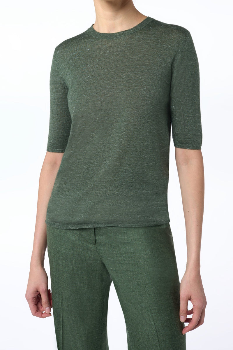 Chryse Short Sleeve Cashmere, Silk & Hemp Knit Top