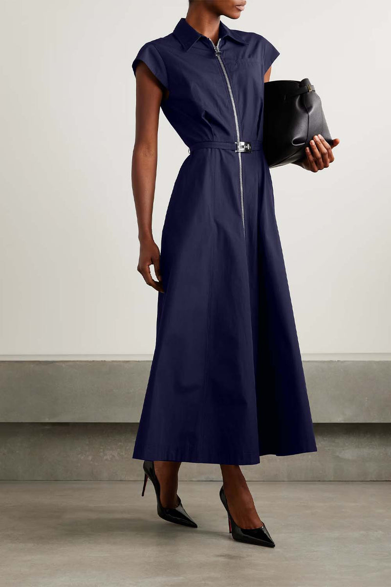 Jace Zip-Up Belted Maxi Dress
