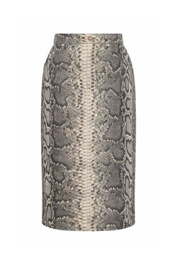 Adalaide Snake-Printed Denim Midi Skirt