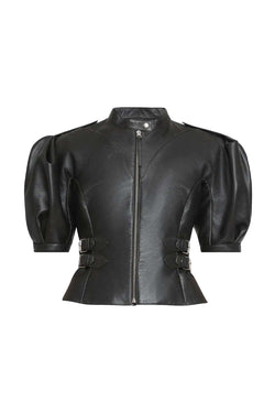 Eleos Short Sleeve Leather Jacket