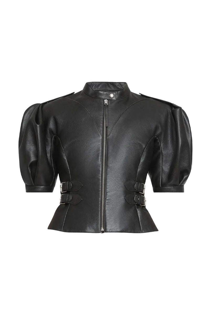 Eleos Short Sleeve Leather Jacket