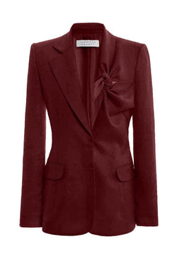Knot Detail Oslo Single-Breasted Linen Blazer