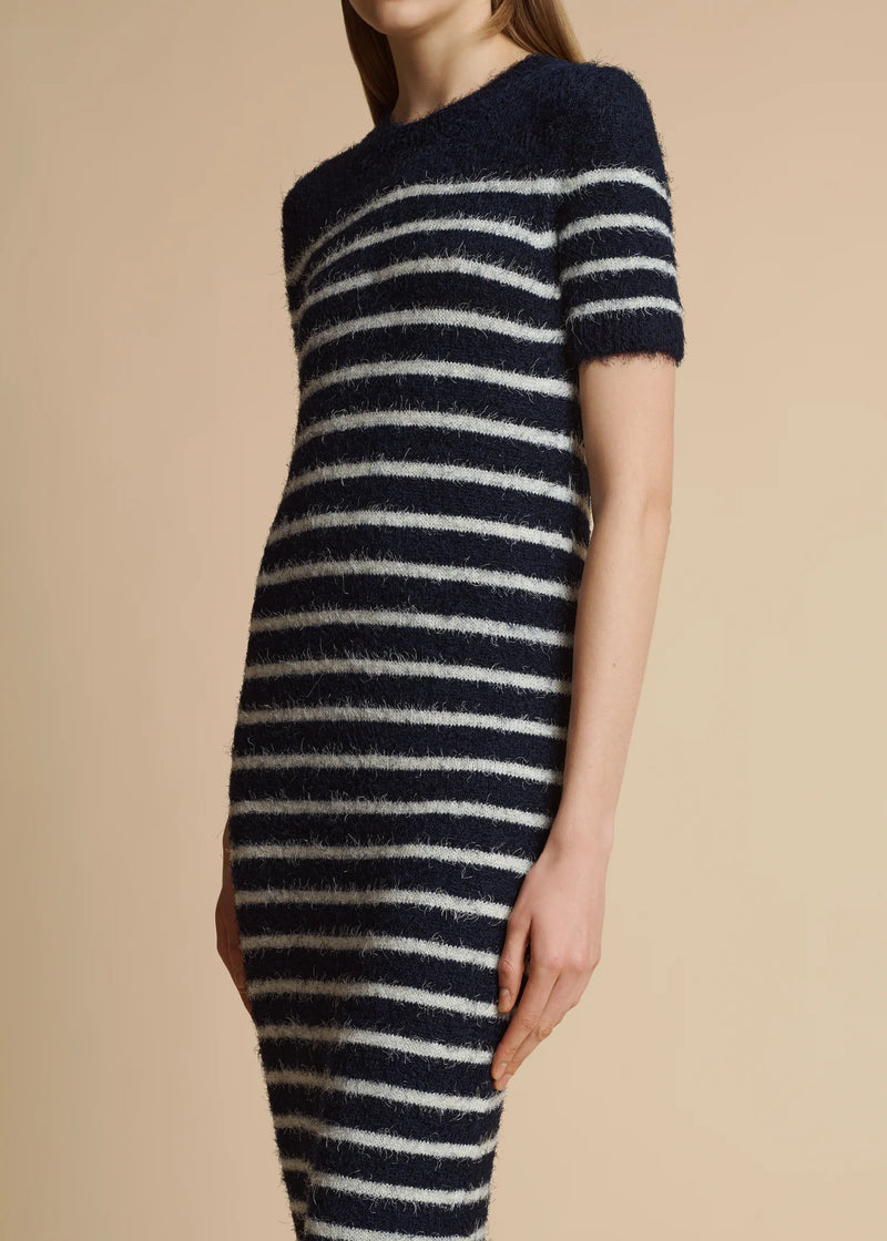Helen Stripe Silk & Cashmere Knit Dress